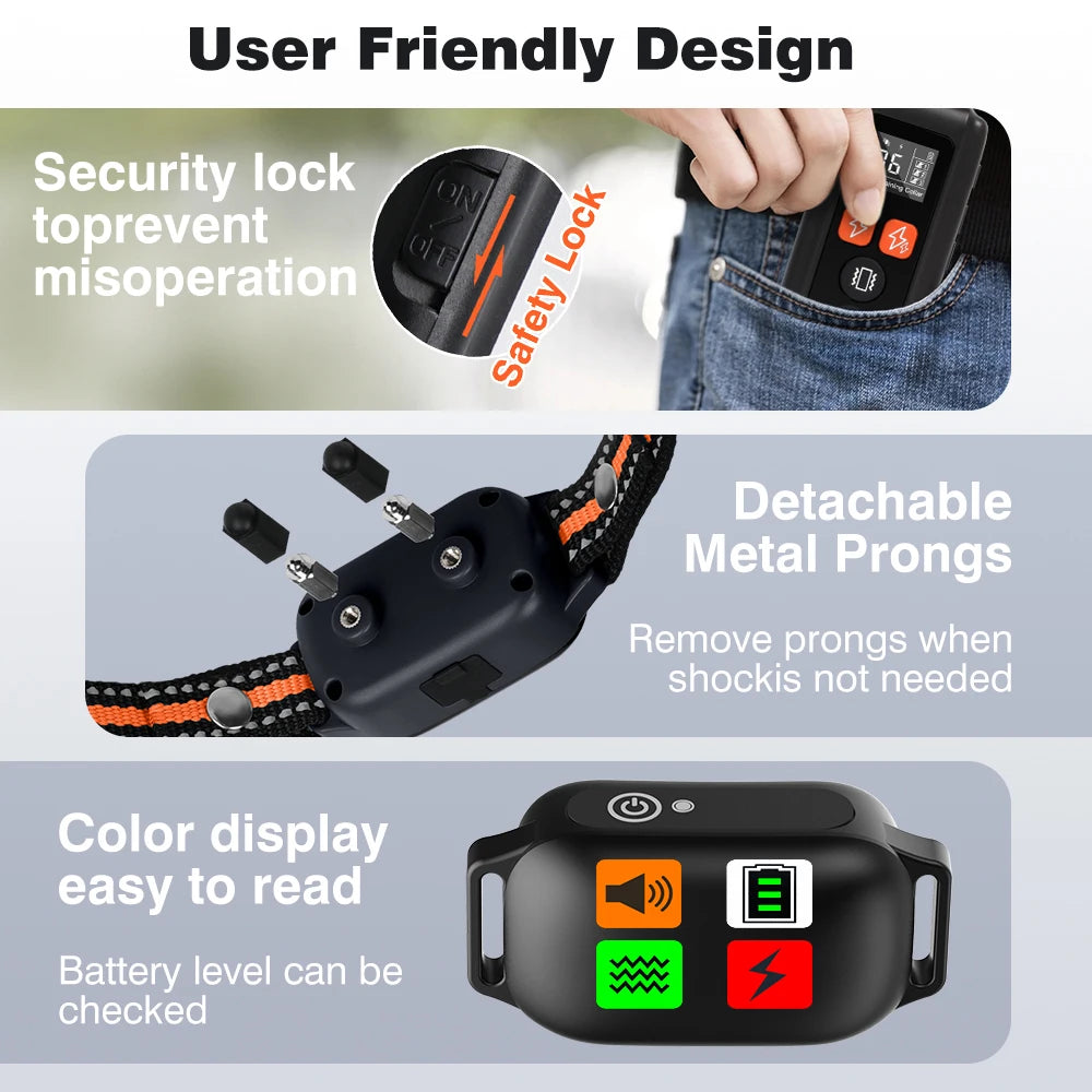 2026 New Color Screen Dog Training Collar,3300ft Electric Collar for Dog Training,IPX7 Waterproof Dog Anti Bark Collar