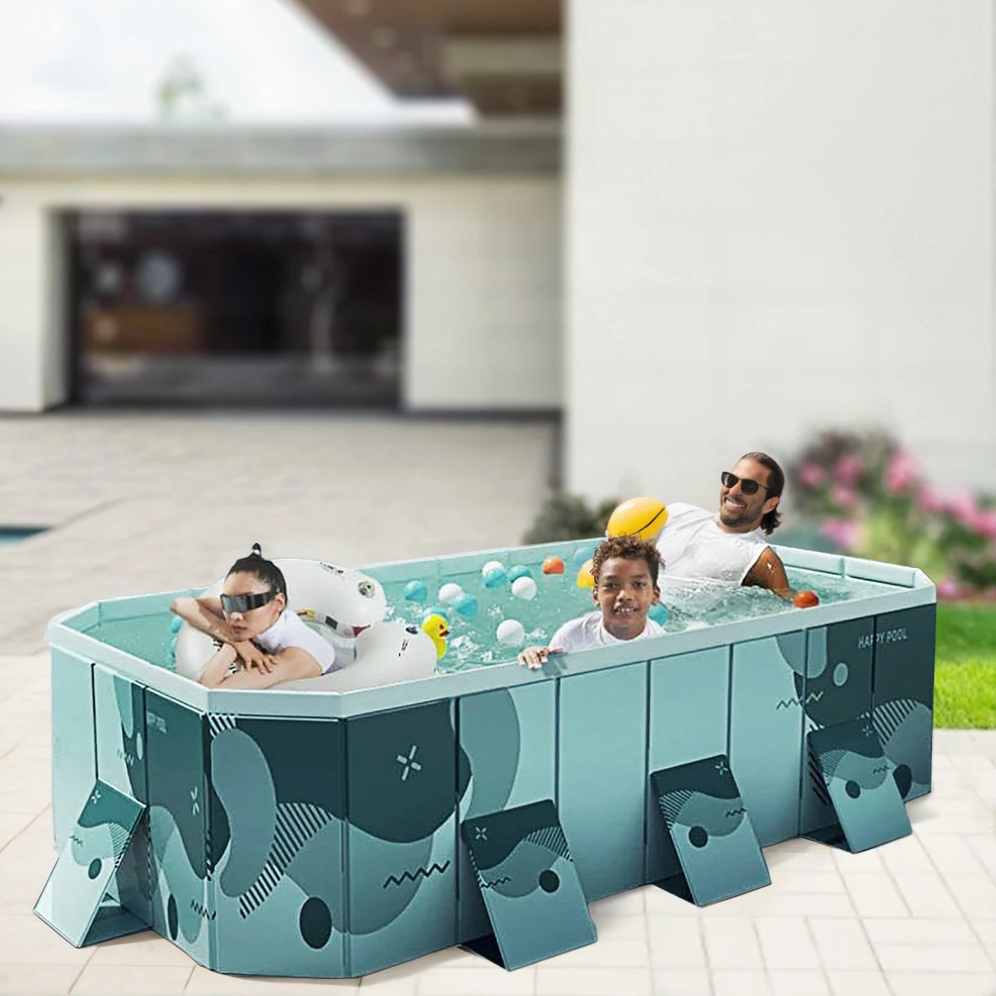 Family Edition Simple Pool Thickened Wear Resistant Inflatable Pool Outdoor Non Inflatable Playpool Children'S Home Pool Foldable