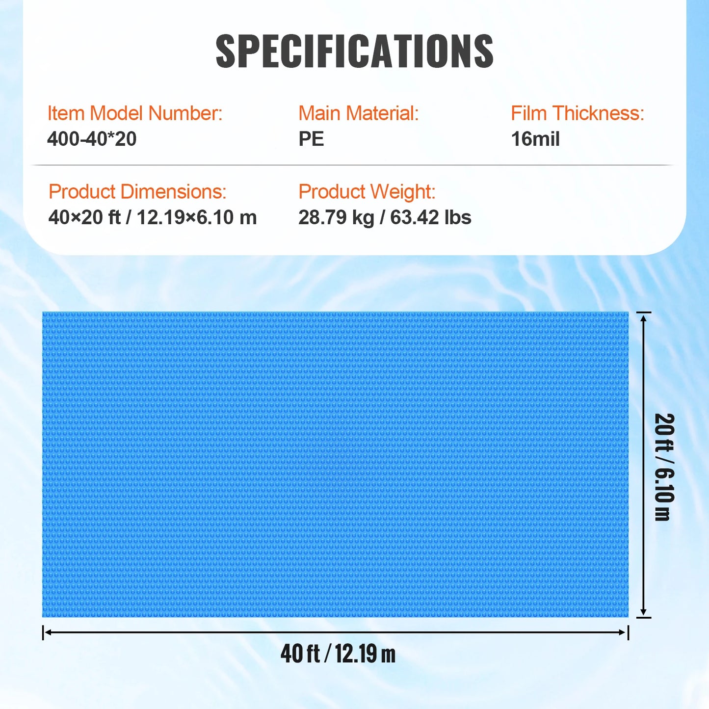 SucceBuy Solar Pool Cover For Rectangular Swimming Pools
