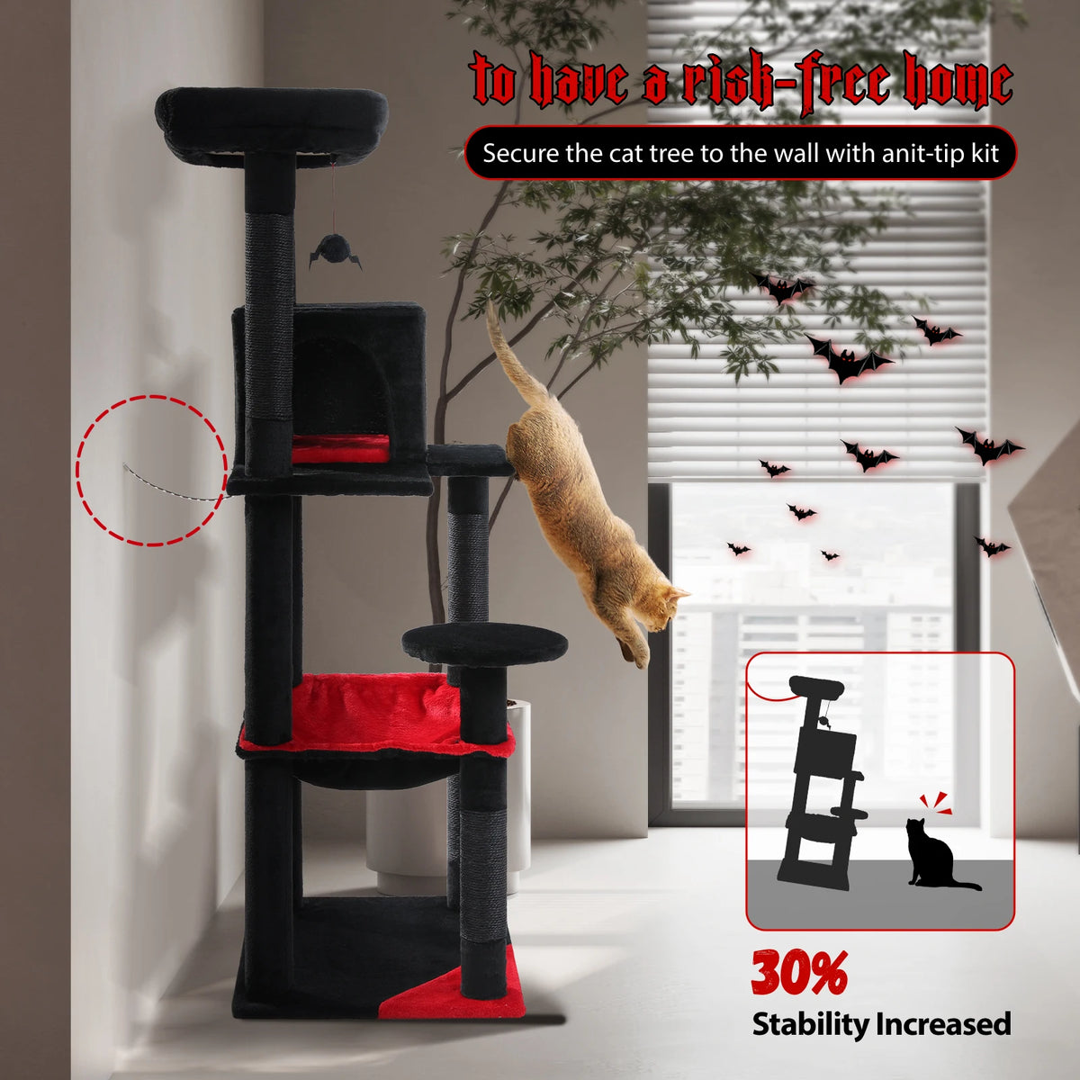 Pawz Road Gothic Cat Tree With Sisal Scratching Post Hammock