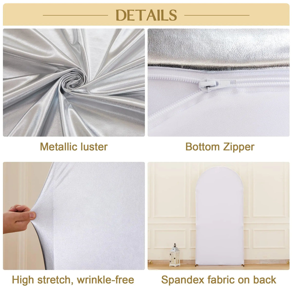 Glitter Spandex Wedding Arch Cover for Ceremony and Event Decor