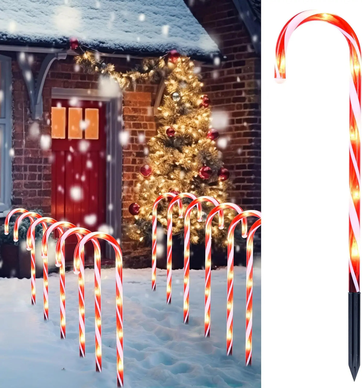 Joyfy Christmas Candy Cane Pathway Decorative Outdoor Lights