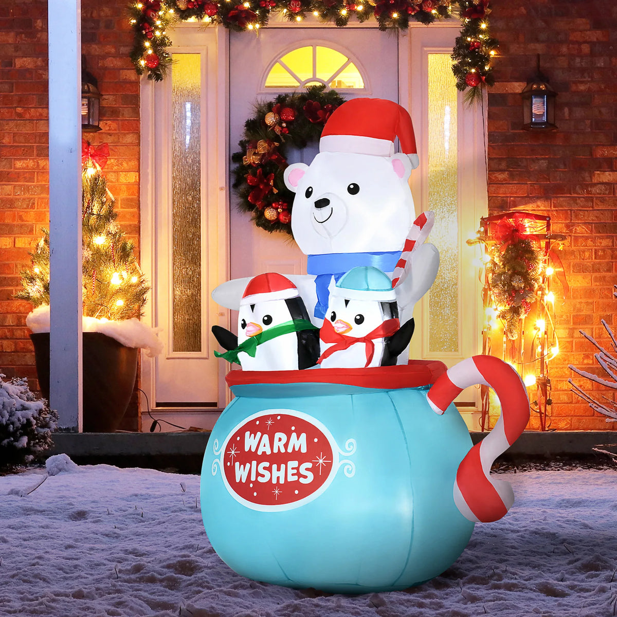 Christmas Outdoor Inflatable Polar Bear And Penguin Yard Decor