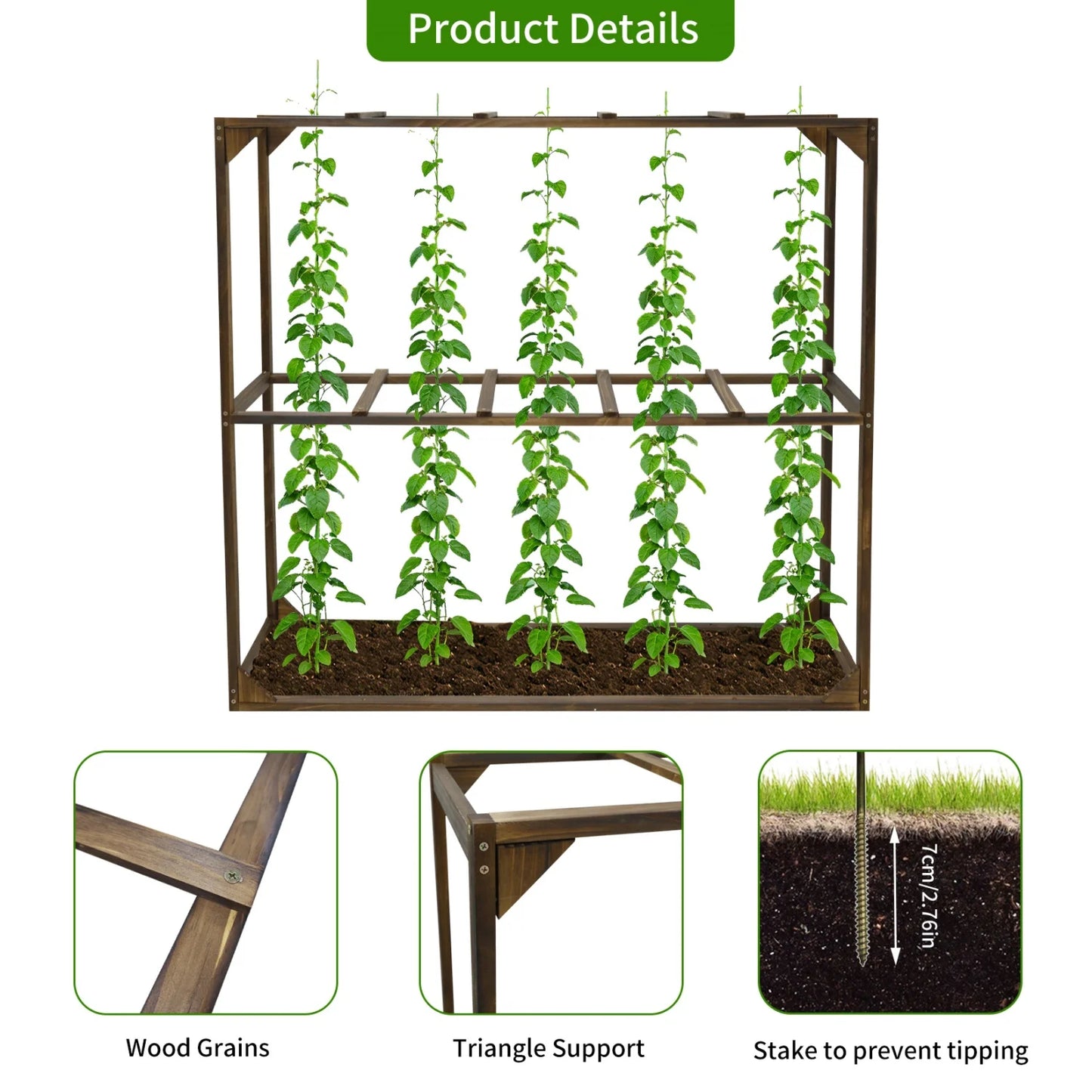 Outdoor Garden Wooden Tomato Cranberry Support Trellis with 5 Slots Support Frame Cranberry Plant Support Cage