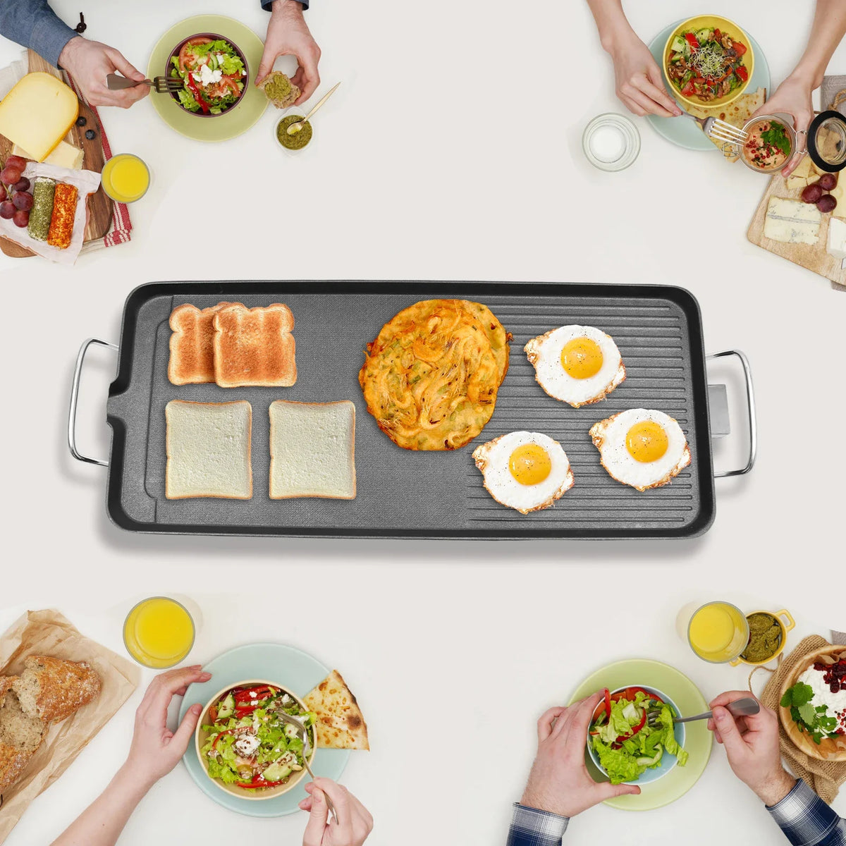 1500W Indoor Outdoor Teppanyaki Grill ,27'' Electric Griddle Nonstick Large Griddle Long Countertop with Adjustable Temperature