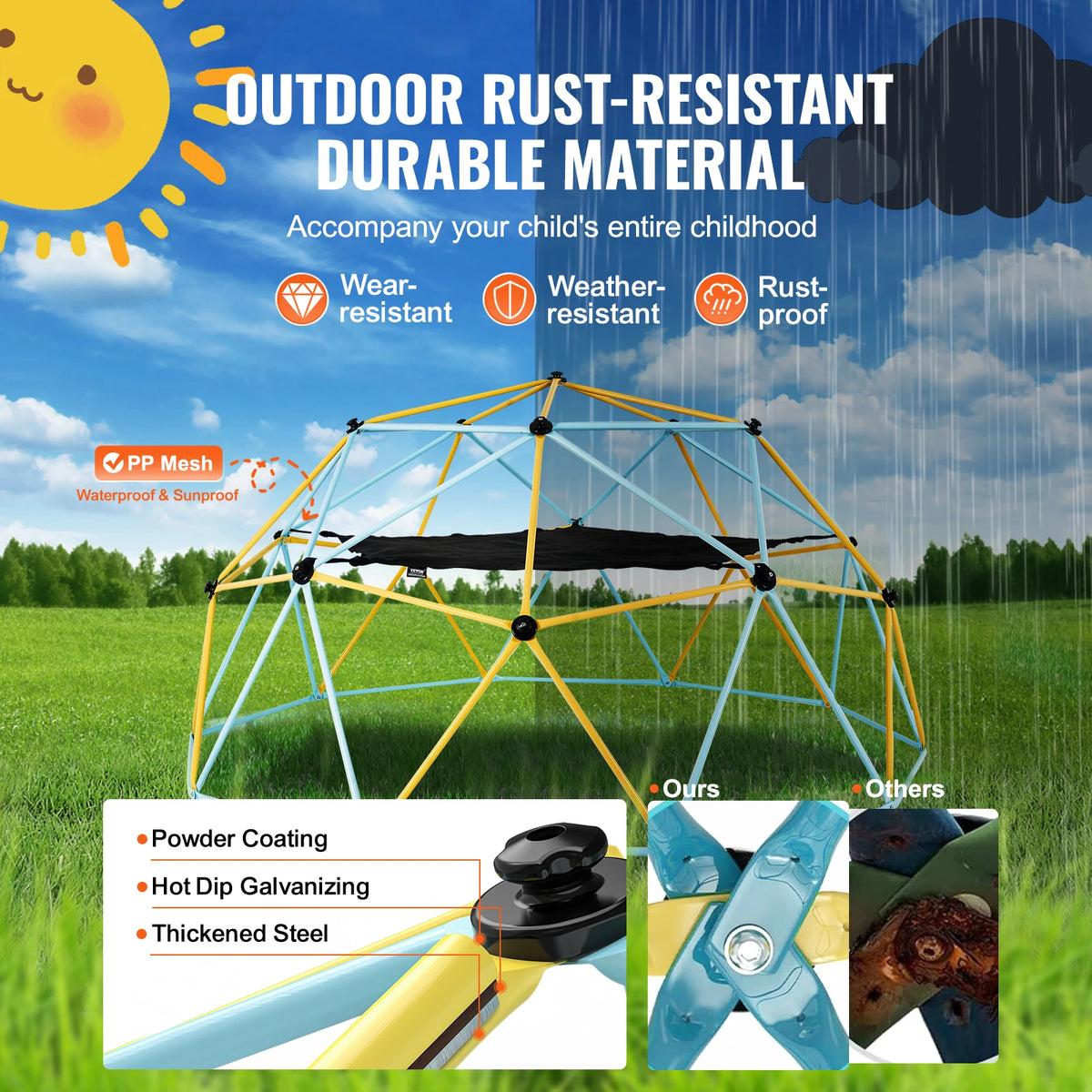 SucceBuy Outdoor Climbing Dome With Hammock And Swing Playset