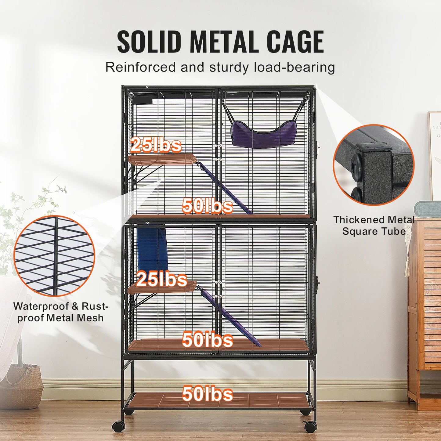 Premium Rolling Multi Tier Metal Small Animal Pet Cage