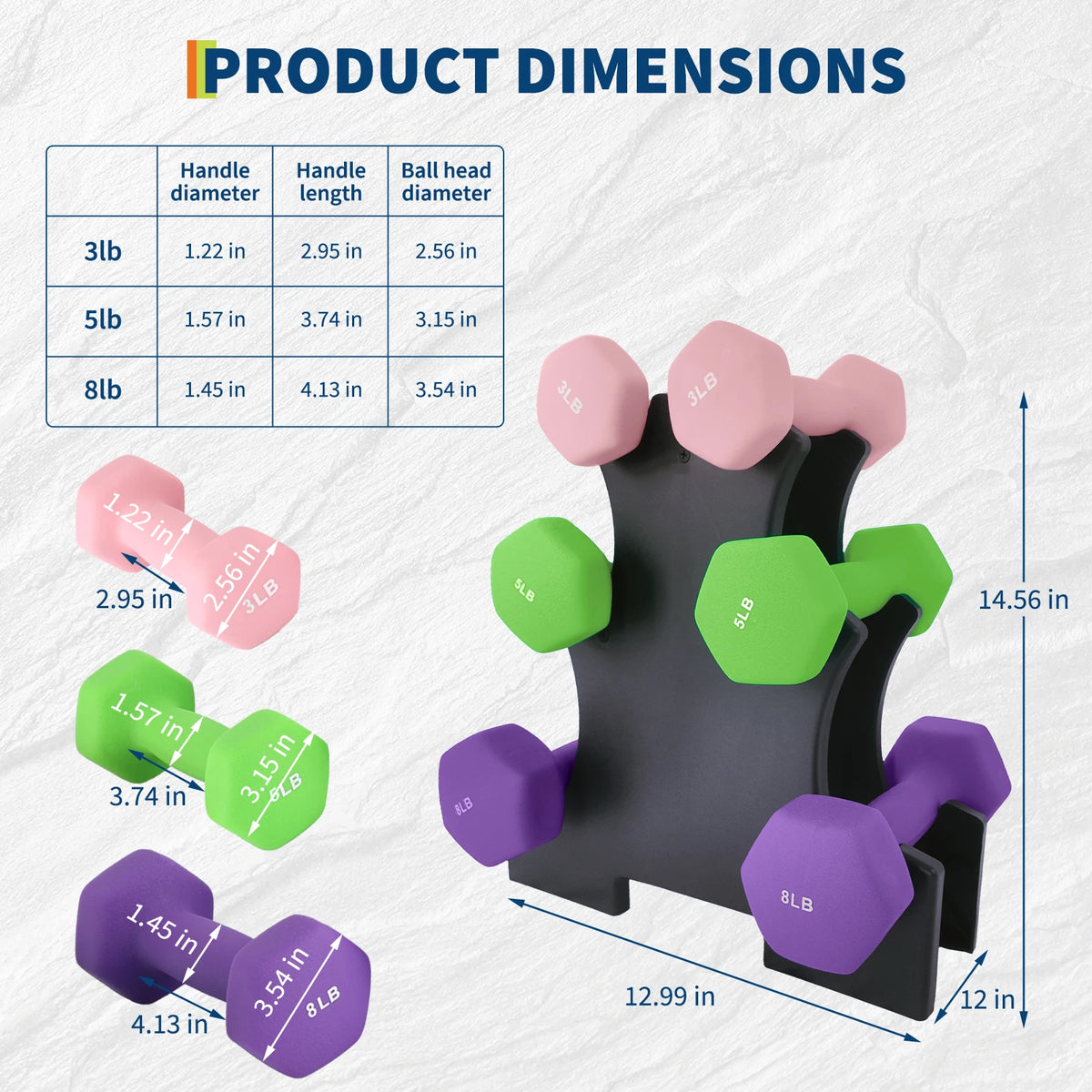 Amkui Neoprene Dumbbell Set With Storage Rack For Strength Training