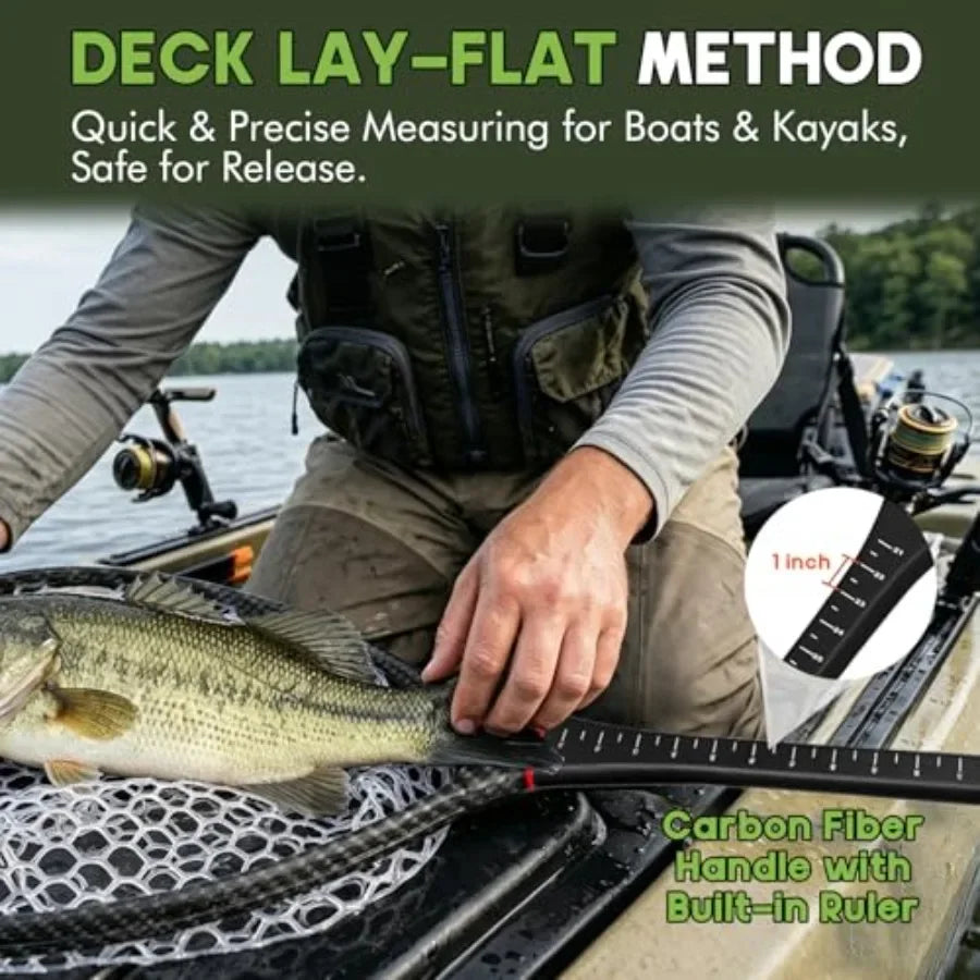 Carbon Fiber Fly Fishing Landing Net With Soft Rubber Mesh