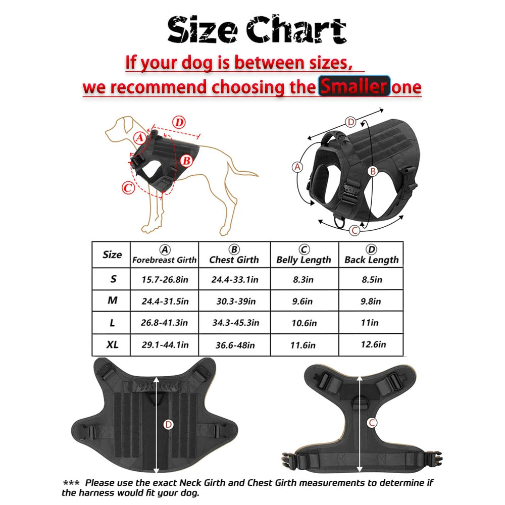 Petavel Tactical Dog Harness With Quick Release Padded Molle Vest
