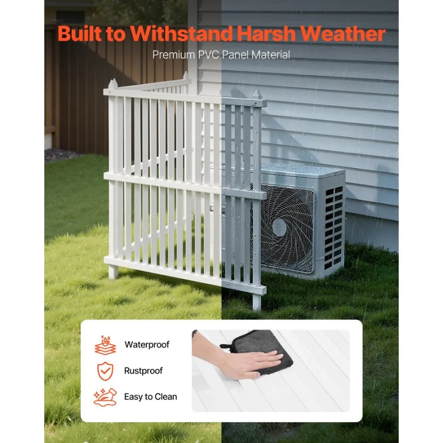 2 Panels Outdoor Privacy Screen 36 x 45 in Air Conditioner Fence with 19.7 in Ground Stakes Pool Equipment Enclosure Strip Viny