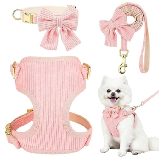 Adjustable Cotton Dog Harness And Leash Set For Daily Walks