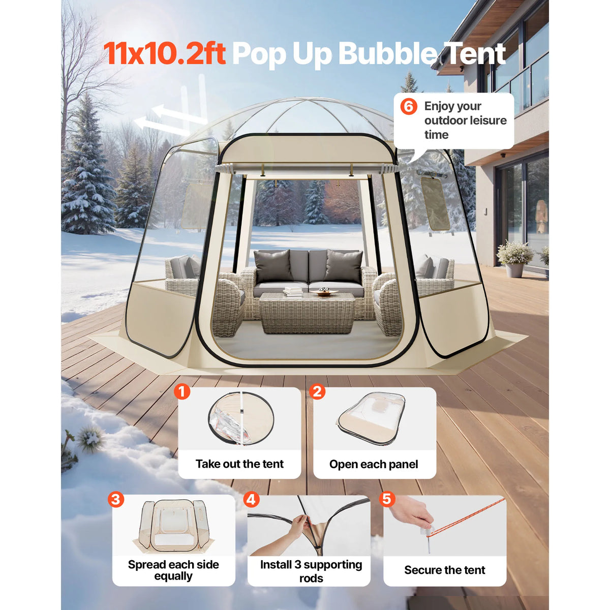 SucceBuy Clear Pop Up Bubble Tent For Outdoor Garden Shelter