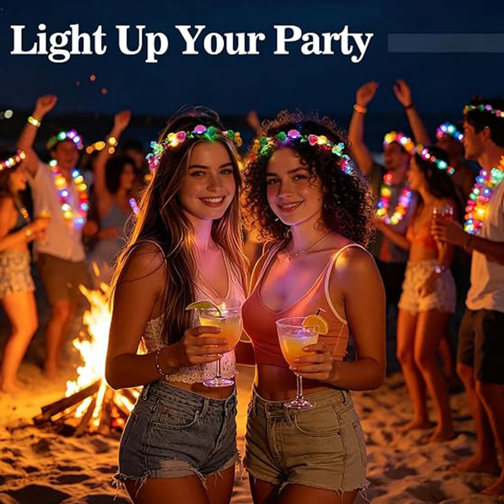 LED Glow Flower Headband And Floral Wreath Hair Accessories