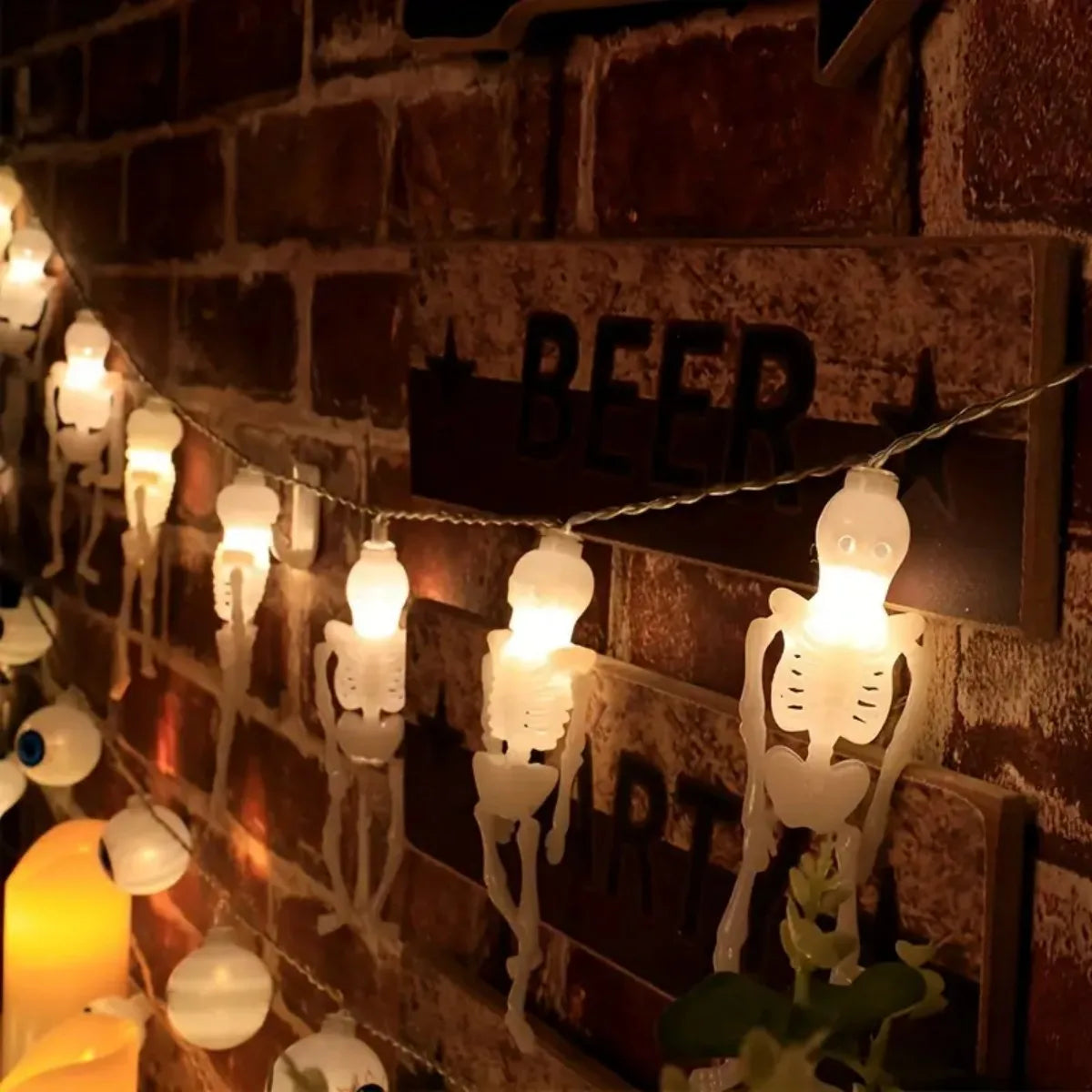 Halloween LED Skeleton String Lights Battery Operated Indoor Outdoor Decor