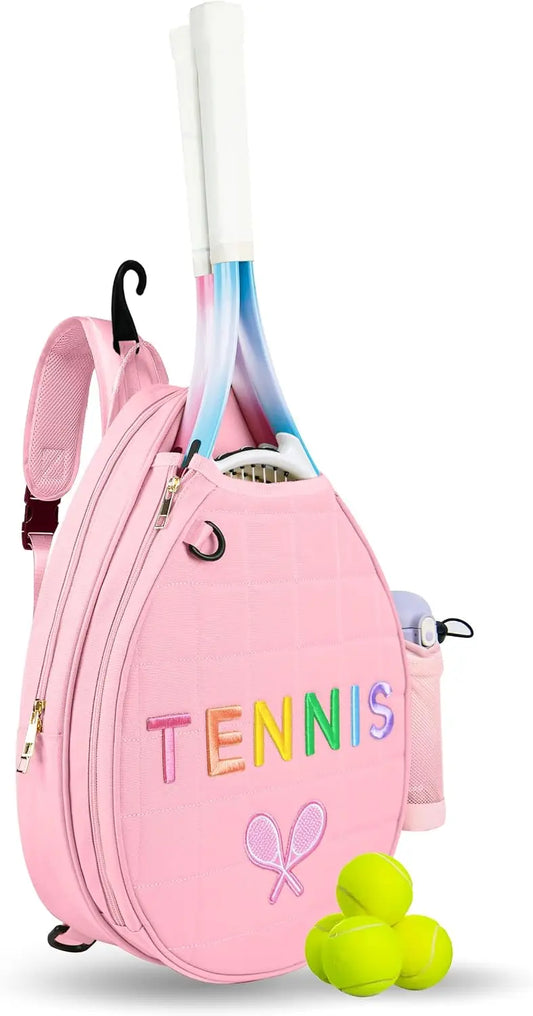Water Resistant Tennis Sling Backpack Adjustable Pickleball Racket Bag
