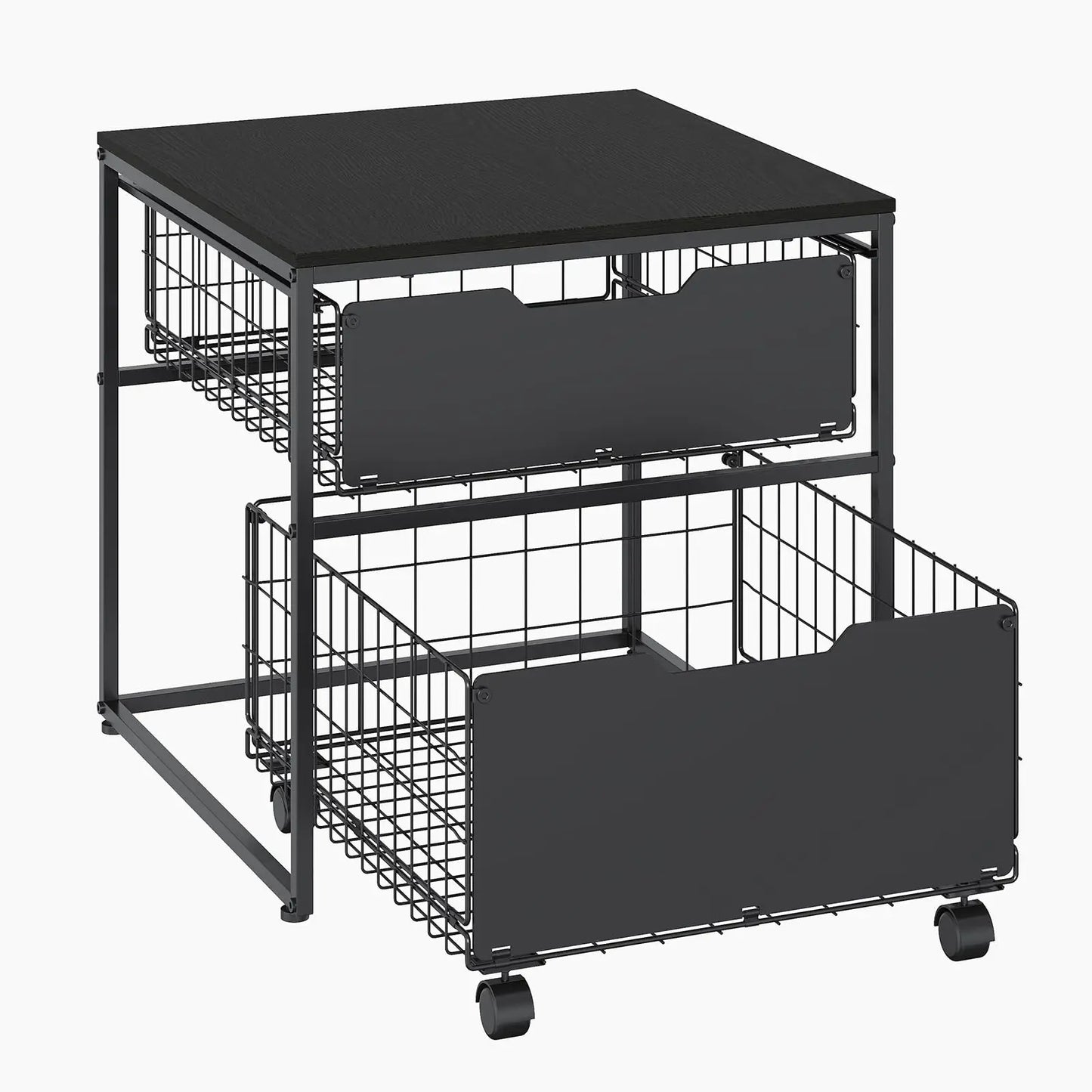 HiMISS Steel Mini Fridge Stand With Wheels And Storage Baskets