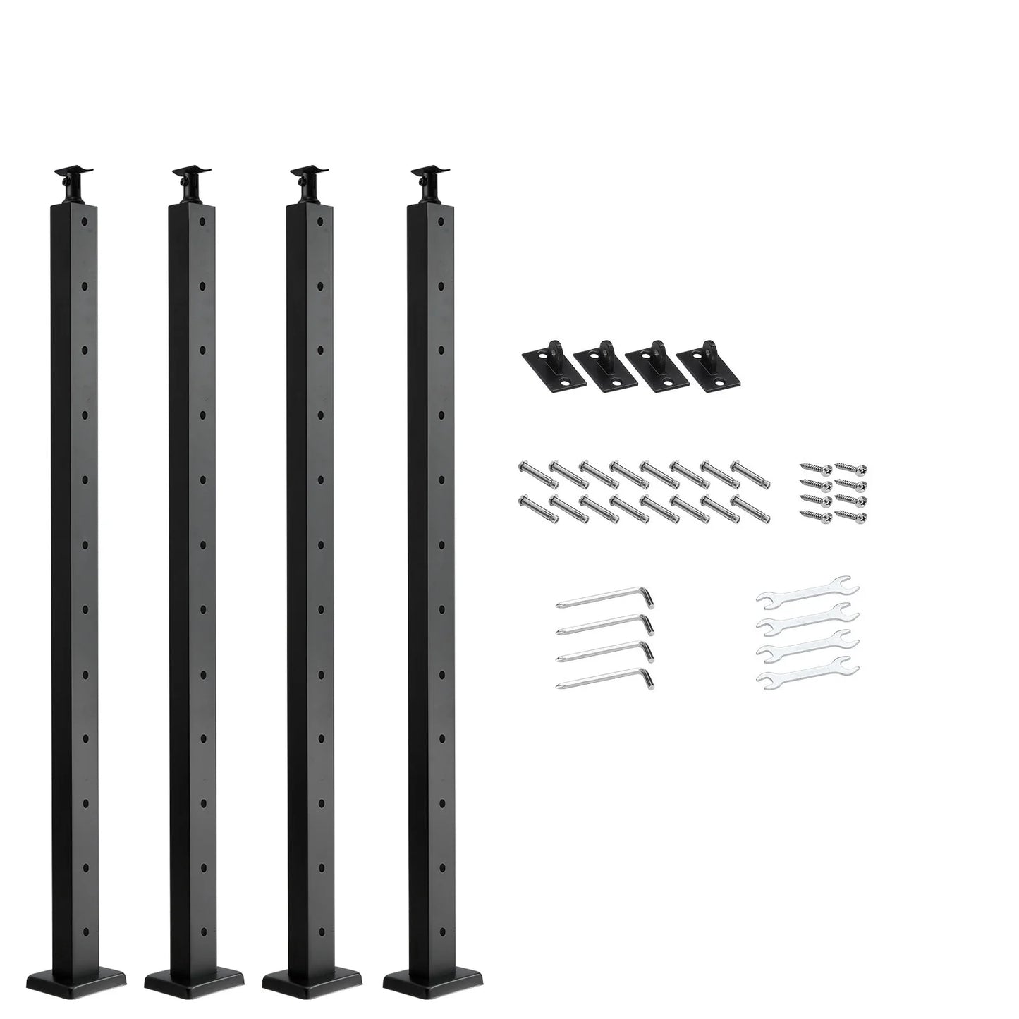 SucceBuy 4Pcs Cable Railing Post 42x1x2In Horizontal-Hole Post w/ Pre-Drilled Hole Stainless Steel w/ Horizontal Curved Bracket