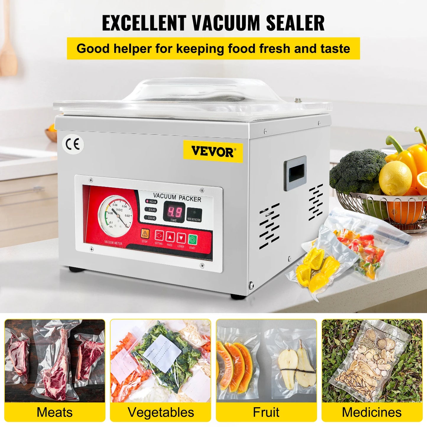 Stainless Steel Commercial Chamber Vacuum Sealer For Food Packaging