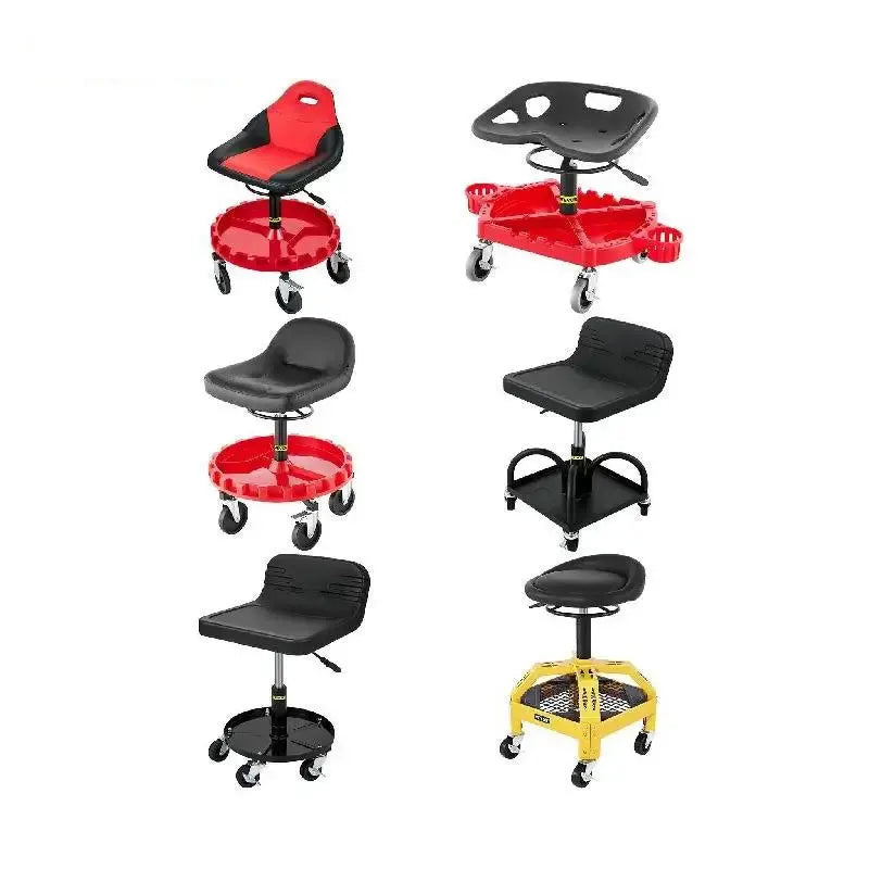 SucceBuy Adjustable Rolling Garage Stool With Tool Tray And Casters