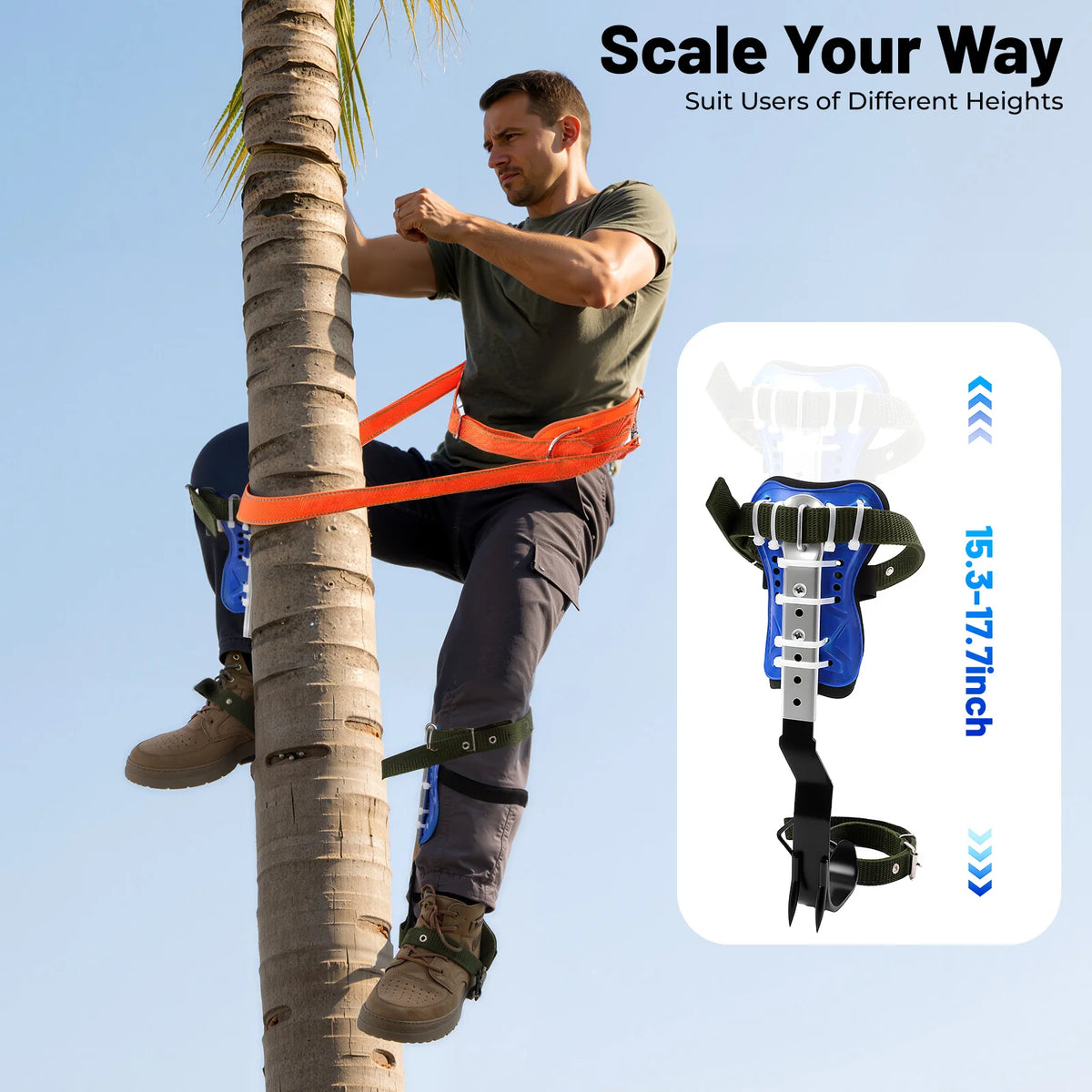 Adjustable Tree Climbing Spike Set With Durable Steel Construction