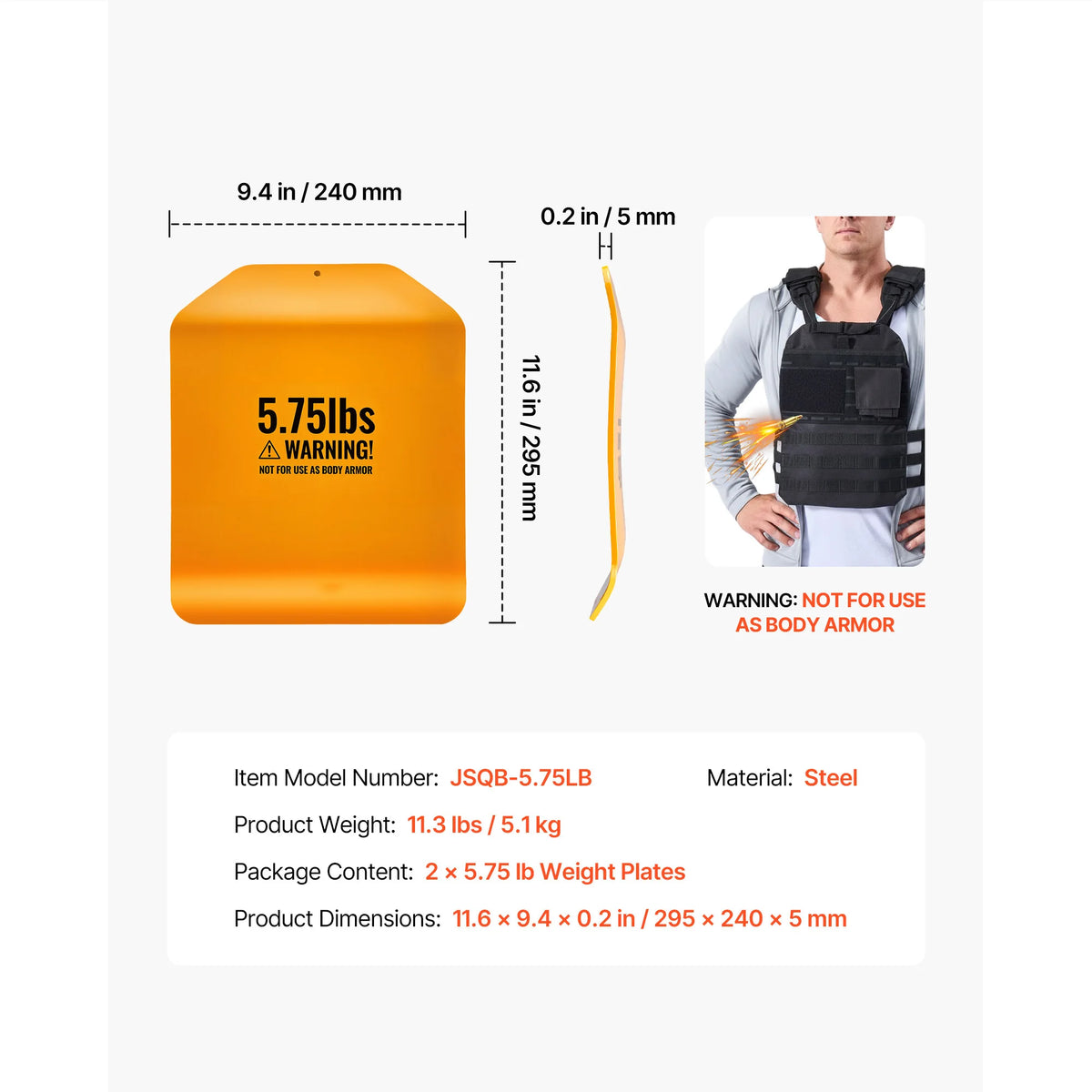 SucceBuy Curved Steel Weight Vest Plates for Strength Training