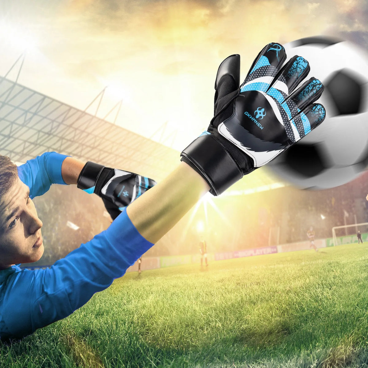 GKHMNEW Youth Soccer Goalkeeper Gloves With Strong Grips