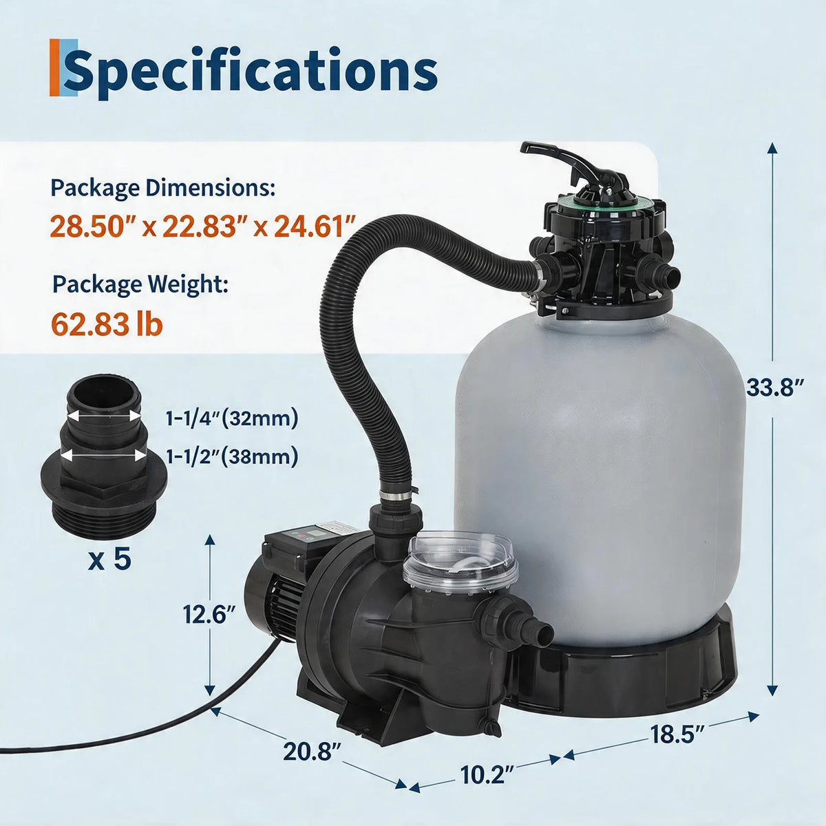 HiMISS Above Ground Pool Sand Filter System With Timer