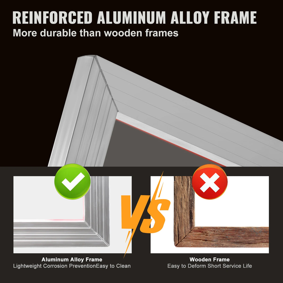 SucceBuy High Tension Aluminum Silk Screen Printing Frame Nylon Mesh