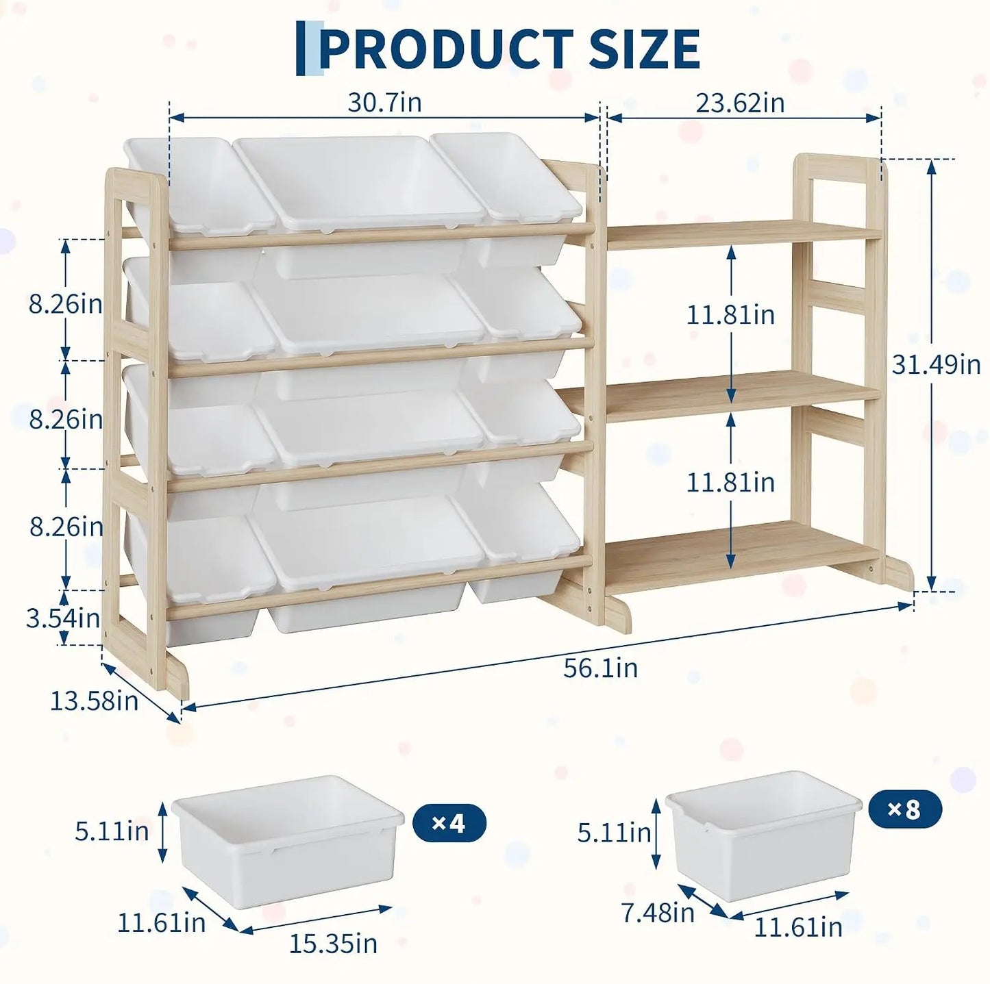 Garvee Wooden Toy Storage Organizer With Bins And Shelves