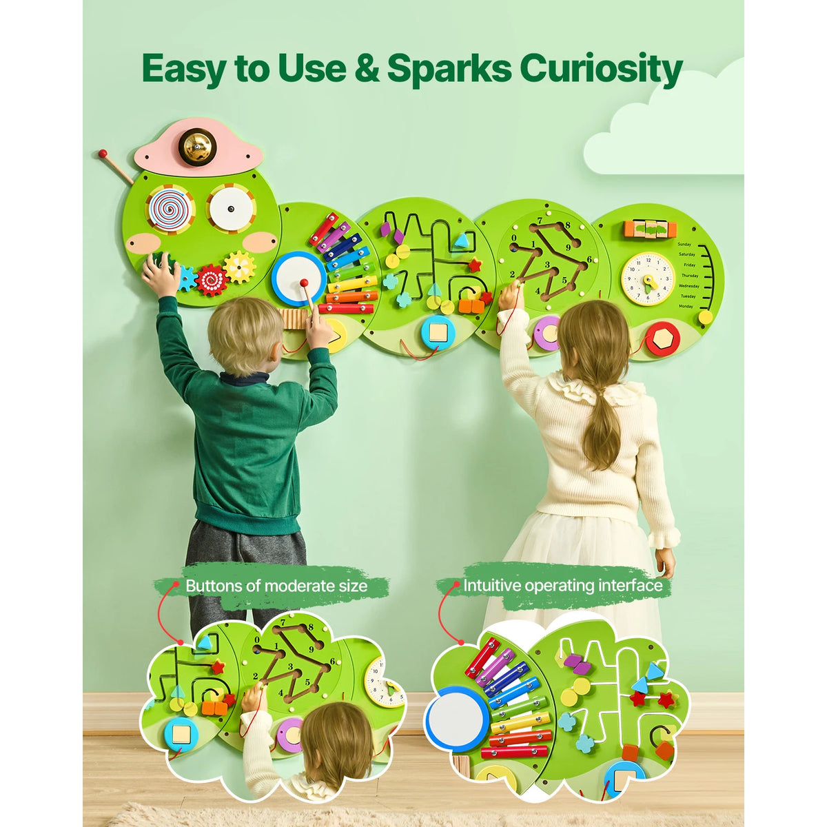 SucceBuy Montessori Wall Busy Board For Kids Sensory Learning Panel