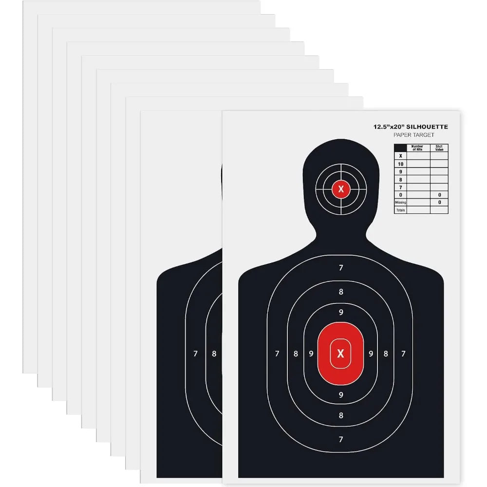 10PCS Large 14x22 Inches Paper Shooting Targets for Practice at Indoor Outdoor Range, Perfect for Handgun Pistol Rifle Training and Airgun Pellet Gun BB Gun, High Visibility Design for Precision and Accuracy Improvement,