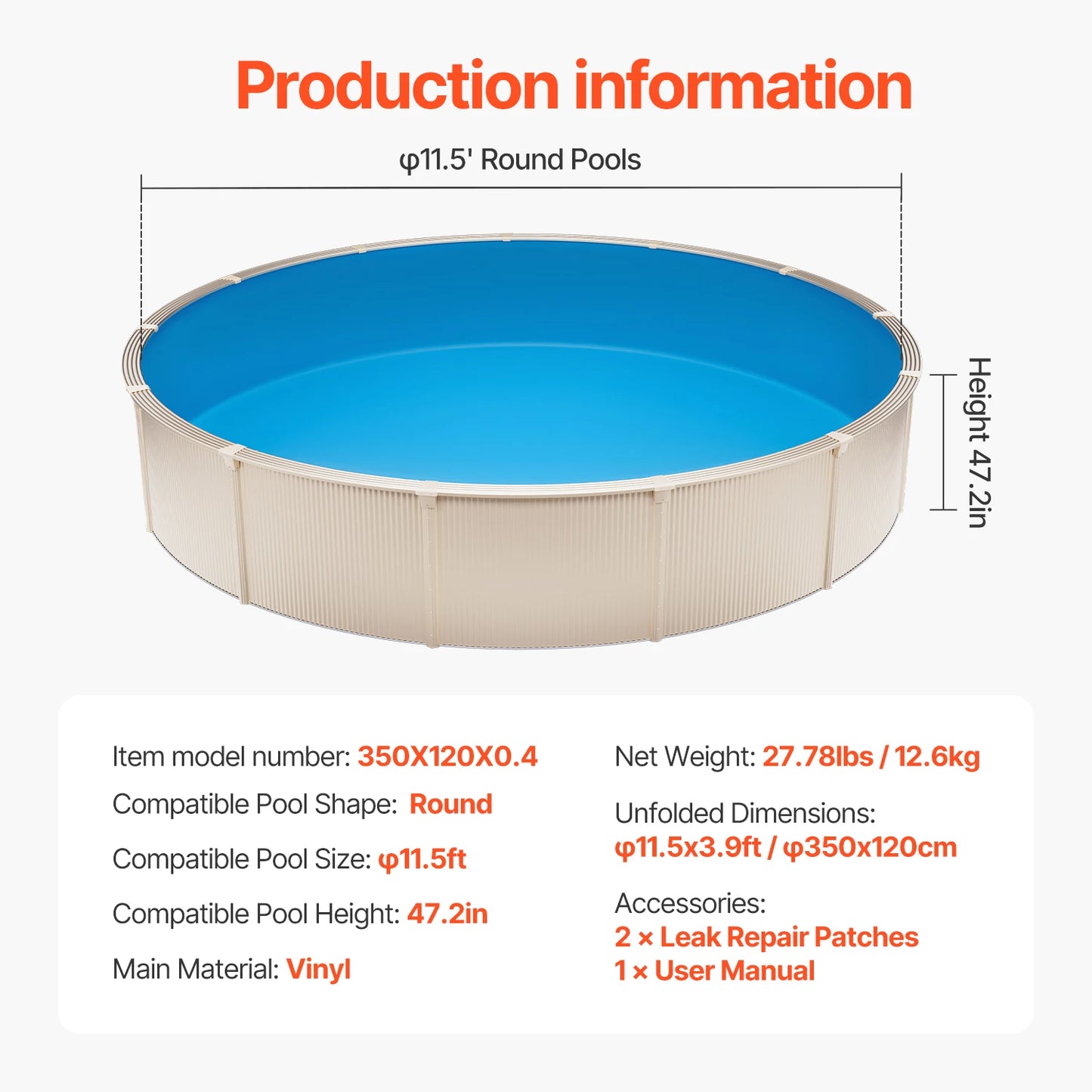 SucceBuy Swimming Pool Liner Replacement Vinyl Overlap Style
