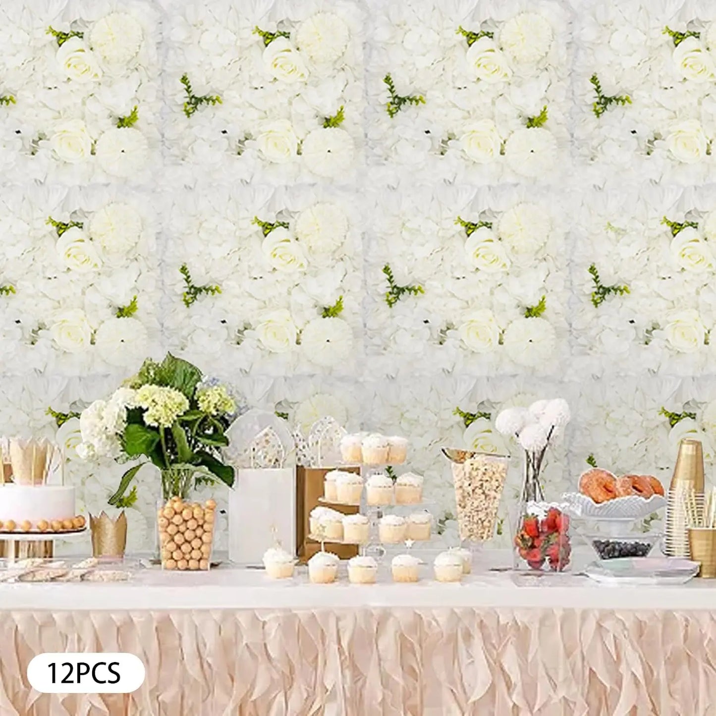 Artificial Silk Rose Flower Wall Panels For Wedding Party Decor