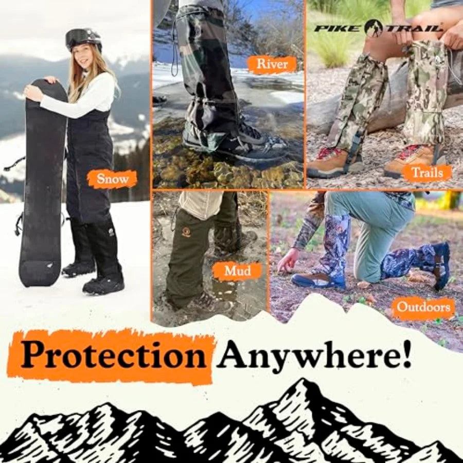 Adjustable Hiking Leg Gaiters for Hunting, Trekking, and Outdoor Protection