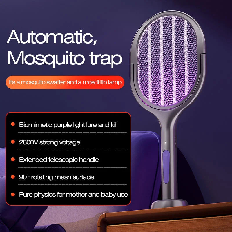 Portable Electric Mosquito Swatter With UV Lure Lamp
