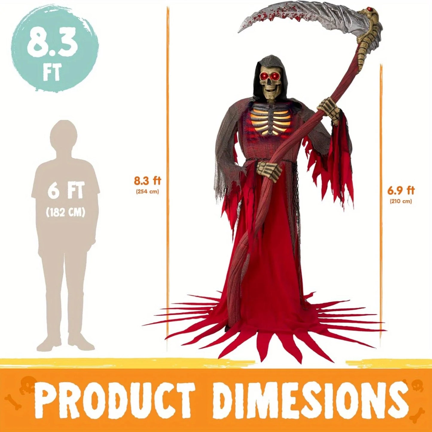 Animatronic Grim Reaper Halloween Outdoor Decor With Sensor