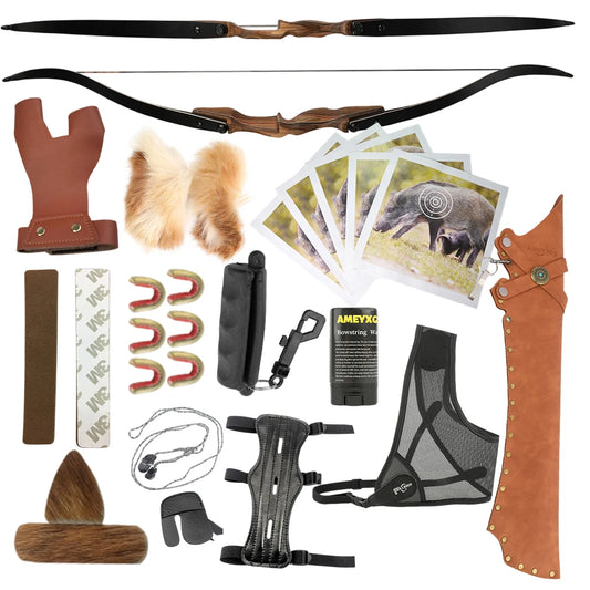 ILF Recurve Bow 60 Inch Takedown Split Bow Set 50/60lbs Right Hand Wooden Riser Archery Target Practice Hunting Equipment