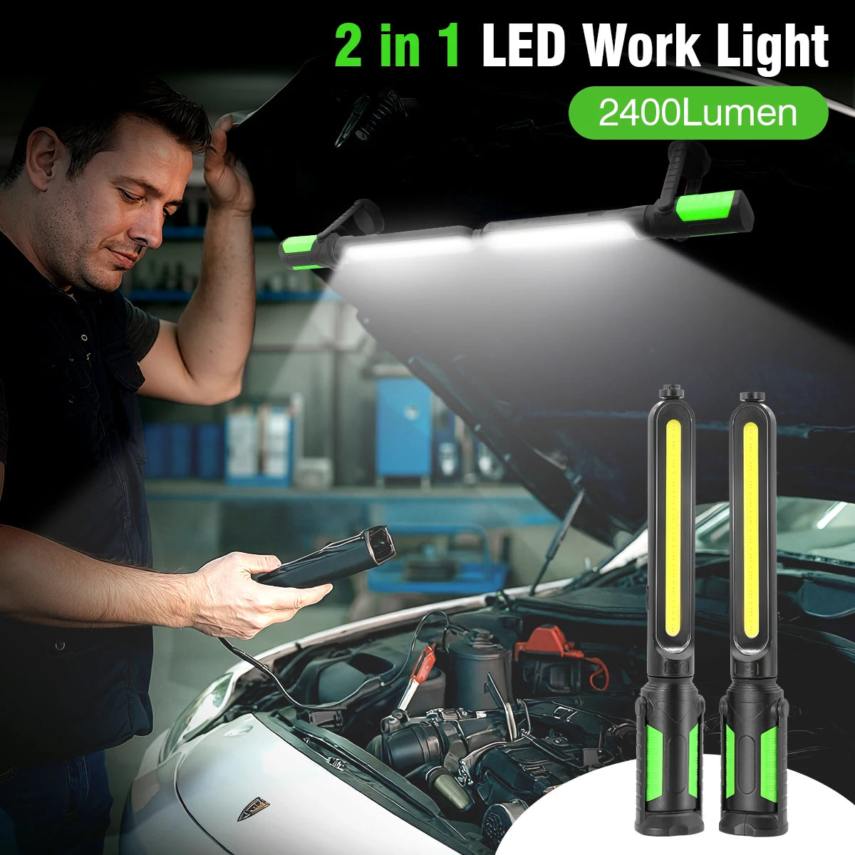 Mixjoy 2400 Lumen Magnetic Rechargeable Led Work Light