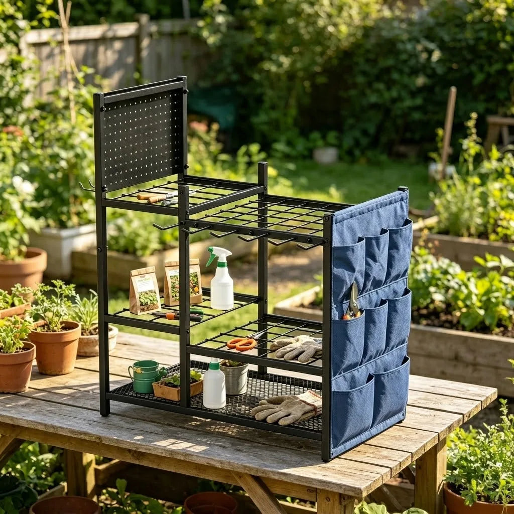 Heavy Duty Metal Garden Tool Storage Rack And Organizer