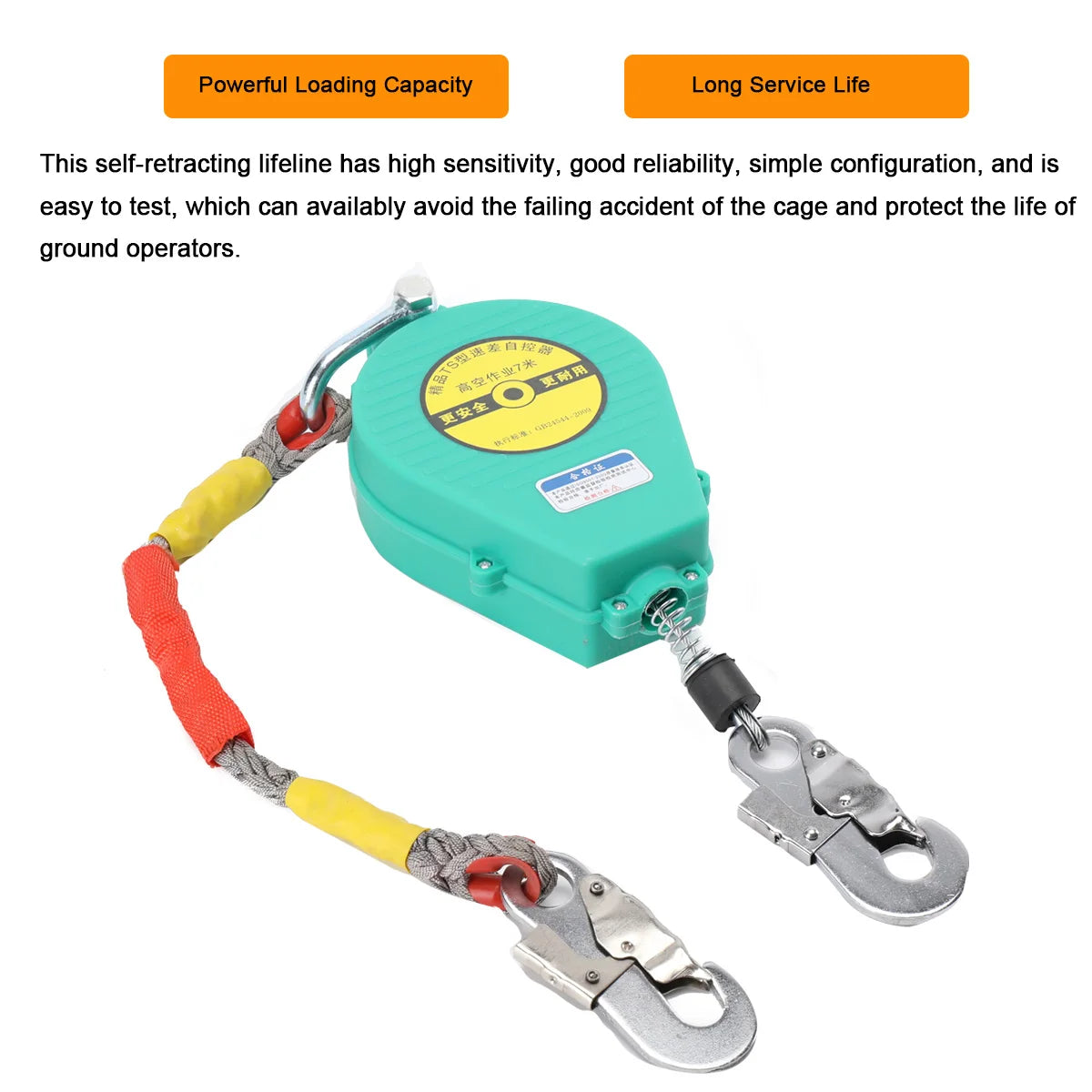 Self Retracting Lifeline Fall Arrester With Alloy Hook