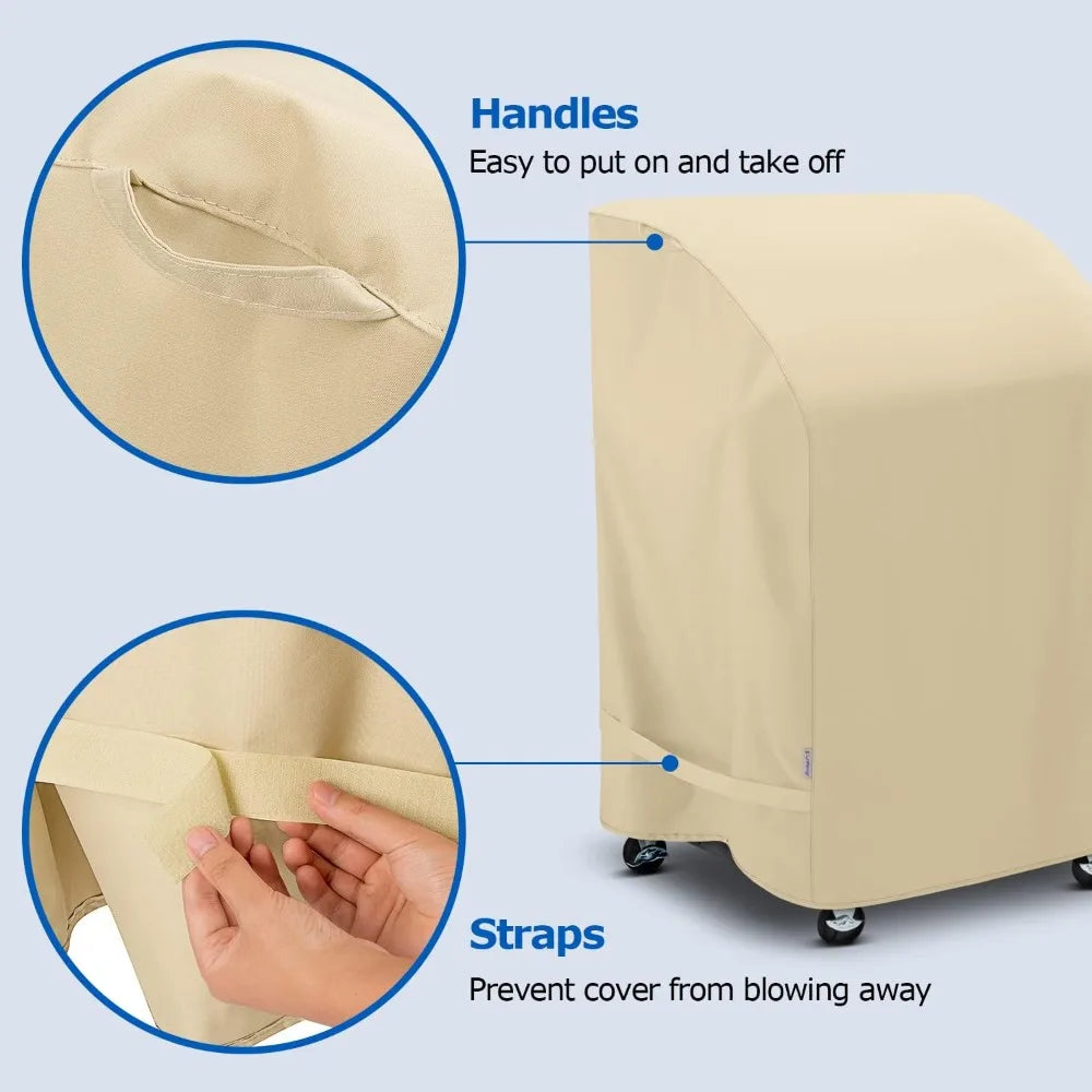 2 Burner Grill Cover 32 Inch, Outdoor Heavy Duty Waterproof Small Gas BBQ Cover, UV & Fade Resistant, Fits Grills with Collapsed Side Tables, Beige