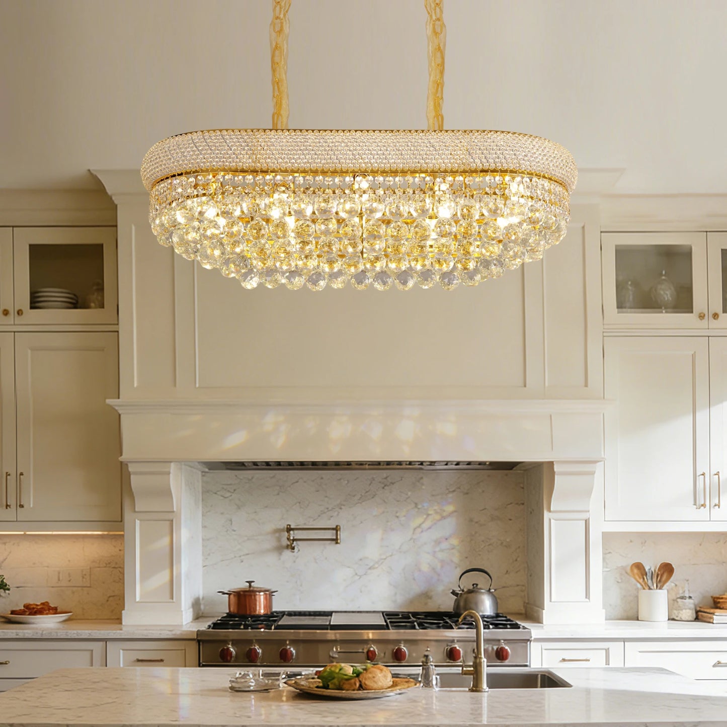 Vrygle Rectangular Crystal Chandelier Elegant Ceiling Light Fixture