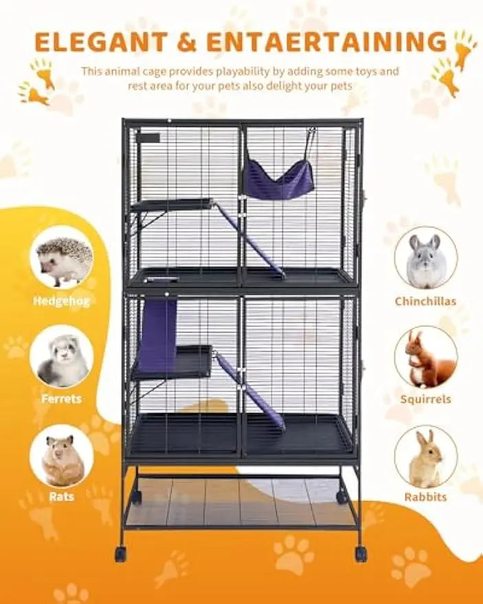 Garvee Rolling Metal Multilevel Ferret Small Animal Cage