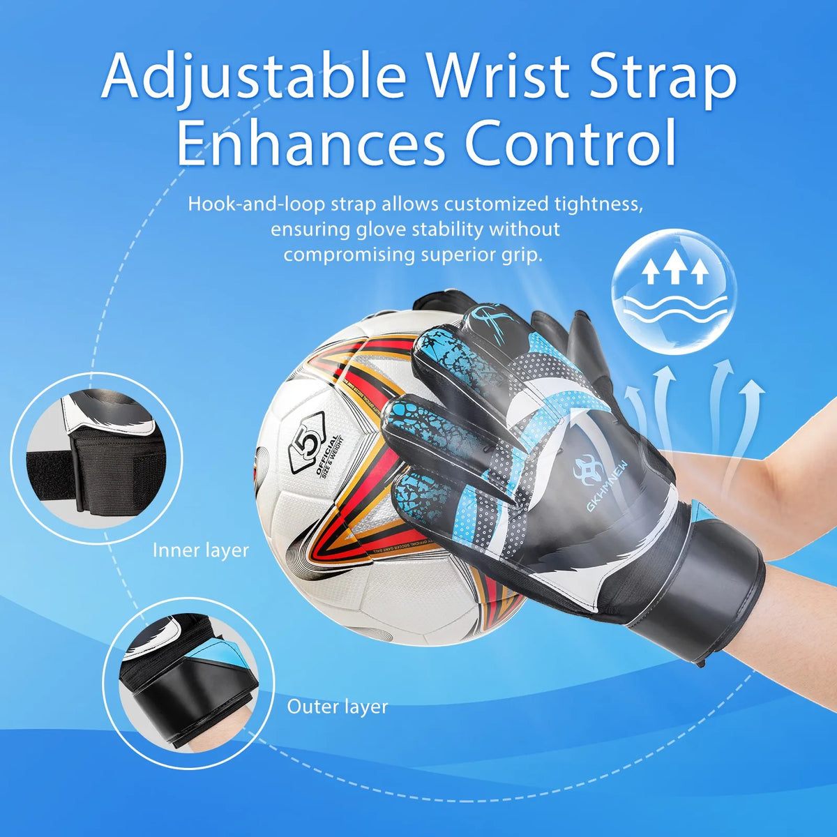 GKHMNEW Youth Soccer Goalkeeper Gloves With Strong Grips