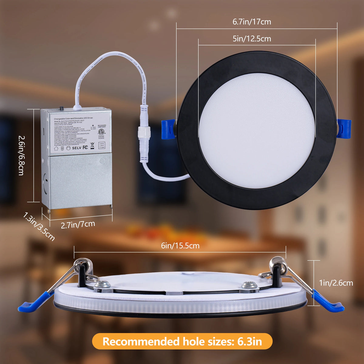 Dimmable 5CCT LED Recessed Ceiling Light With Integrated Night Light
