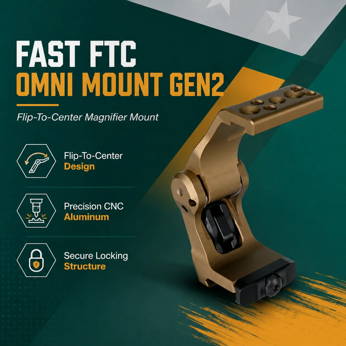 CNC 7075 Aluminum Magnifier Mount Flip To Center Quick Release