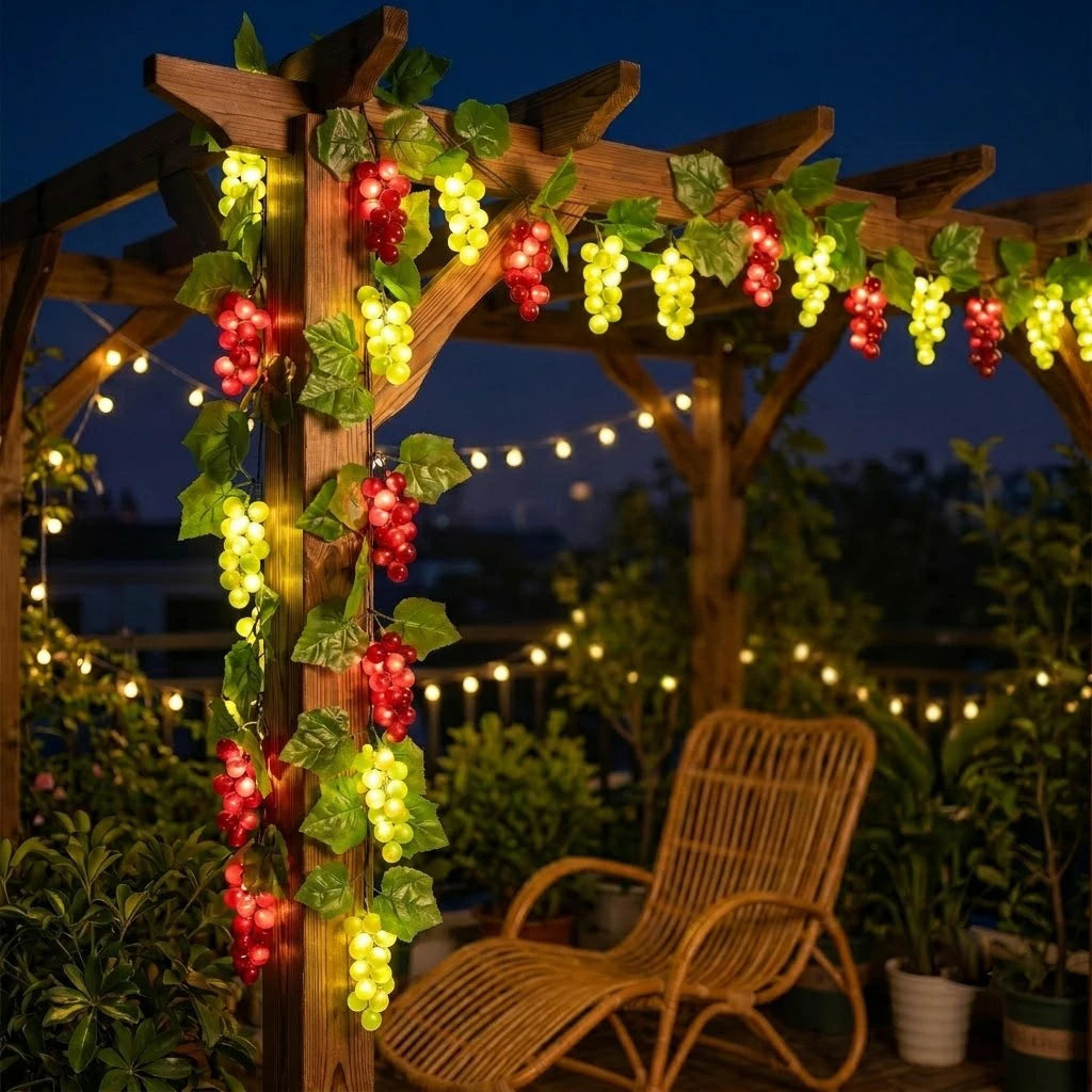 Solar Artificial Grape Vine Garland For Hanukkah And Passover Decor