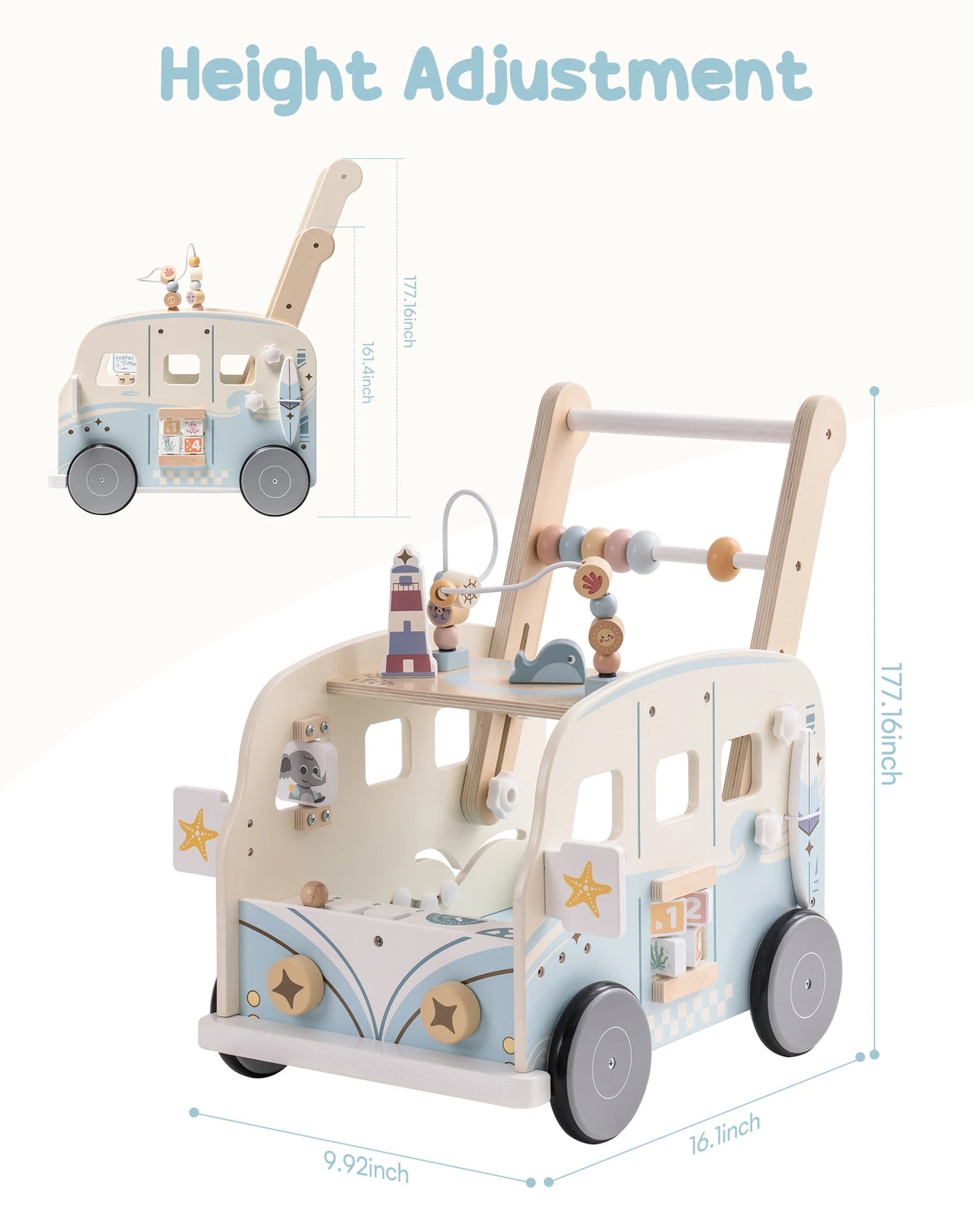 Robud Toddler Activity Walker Push Cart Baby Motor Skill Toy
