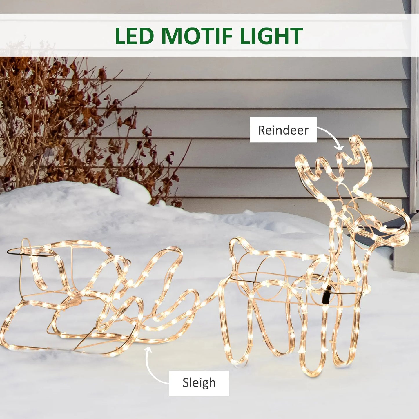 Christmas Reindeer And Sleigh Yard Decoration With LED Lights